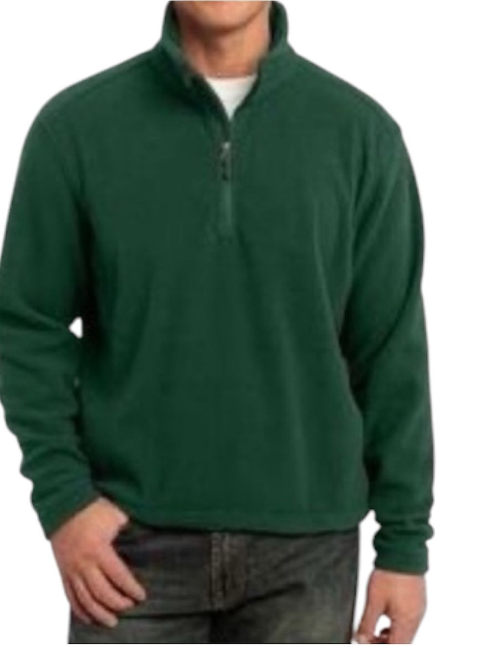L.L. Bean Men's Forest Vintage Green Long Sleeve Quarter-Zip Fleece